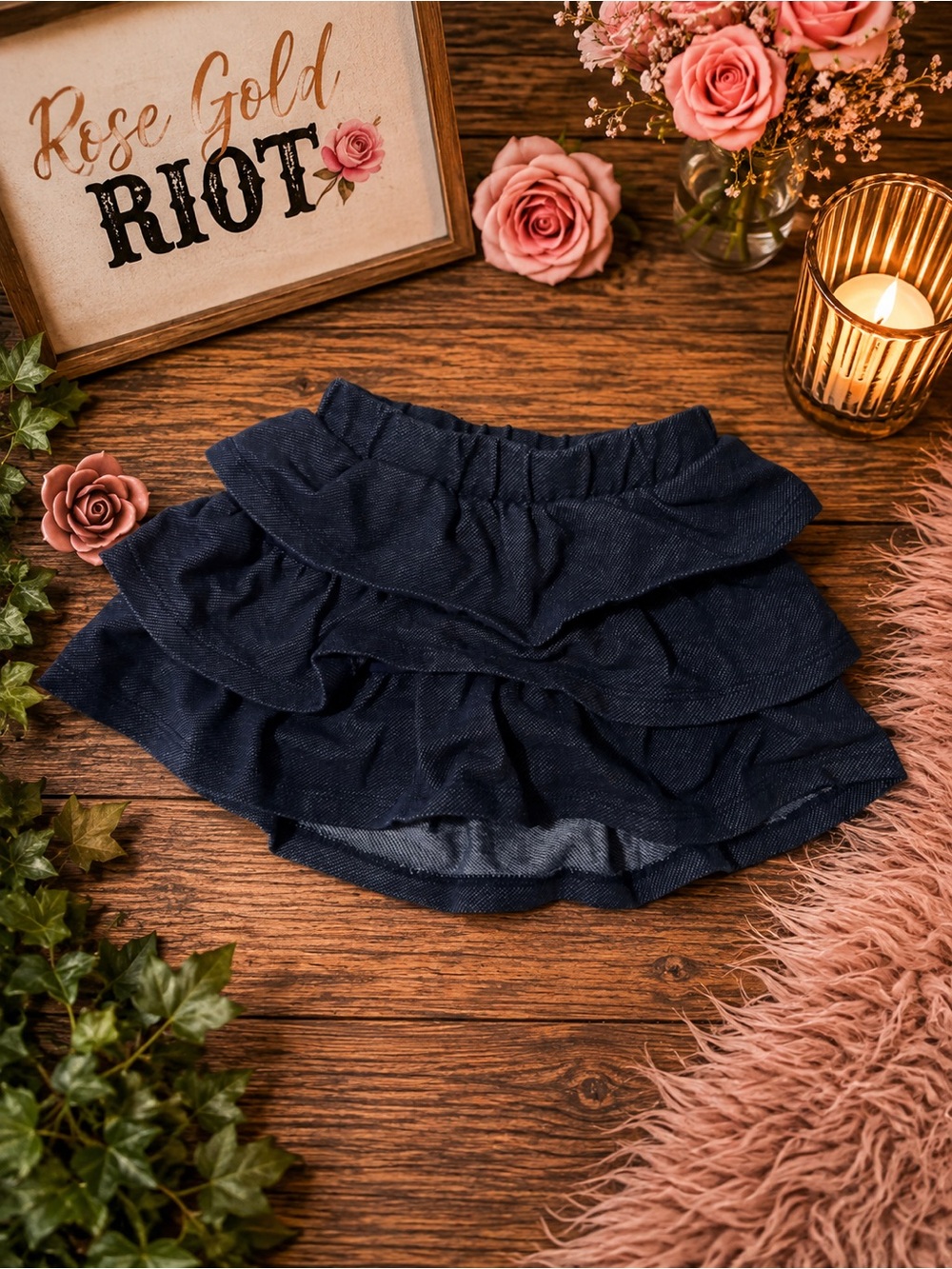 jumping beans Navy Tiered Ruffle Skirt